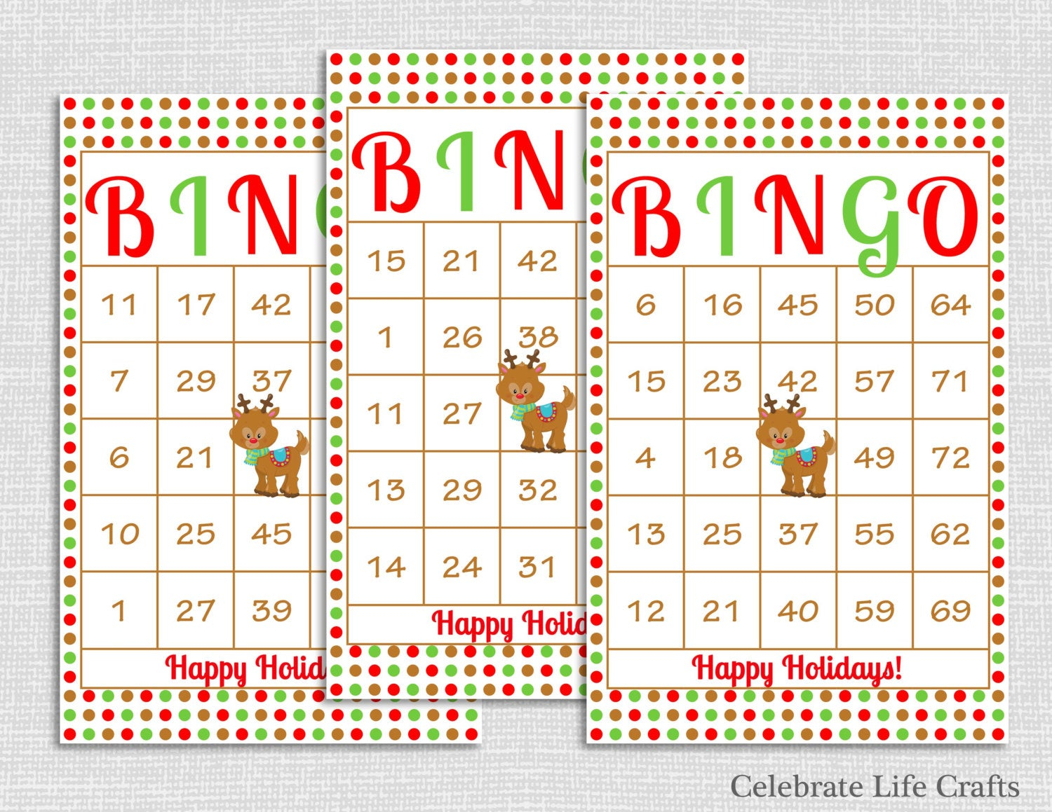 30 Rudolph Christmas Bingo Cards DIY Printable Game For Etsy