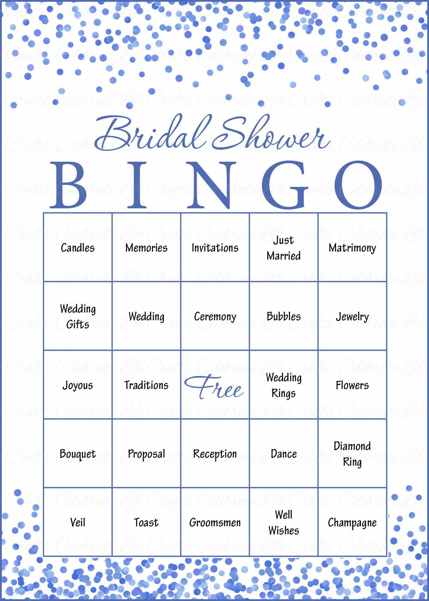 Bridal Bingo Cards Printable Download Prefilled 