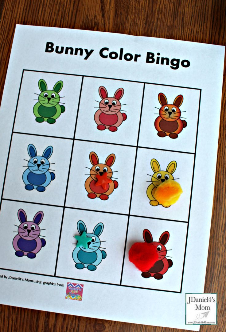 Bunny Color Bingo Printable Bingo Cards In Counters 