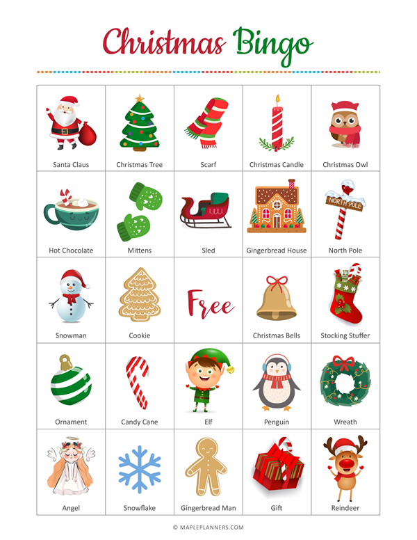 Christmas Bingo Game Printable Christmas Bingo 