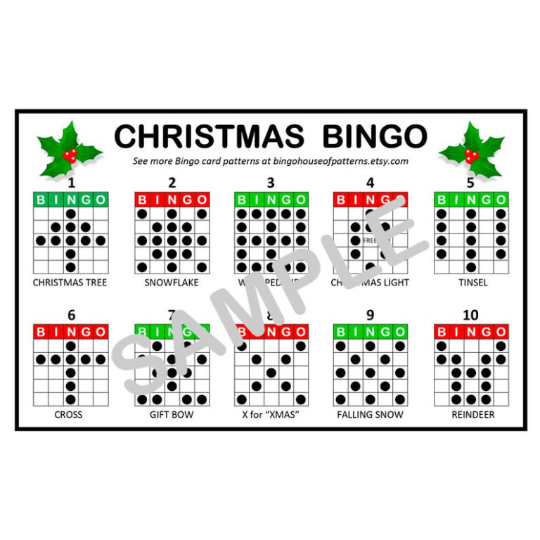 Christmas Holiday BINGO Card Patterns For Really Fun BINGO