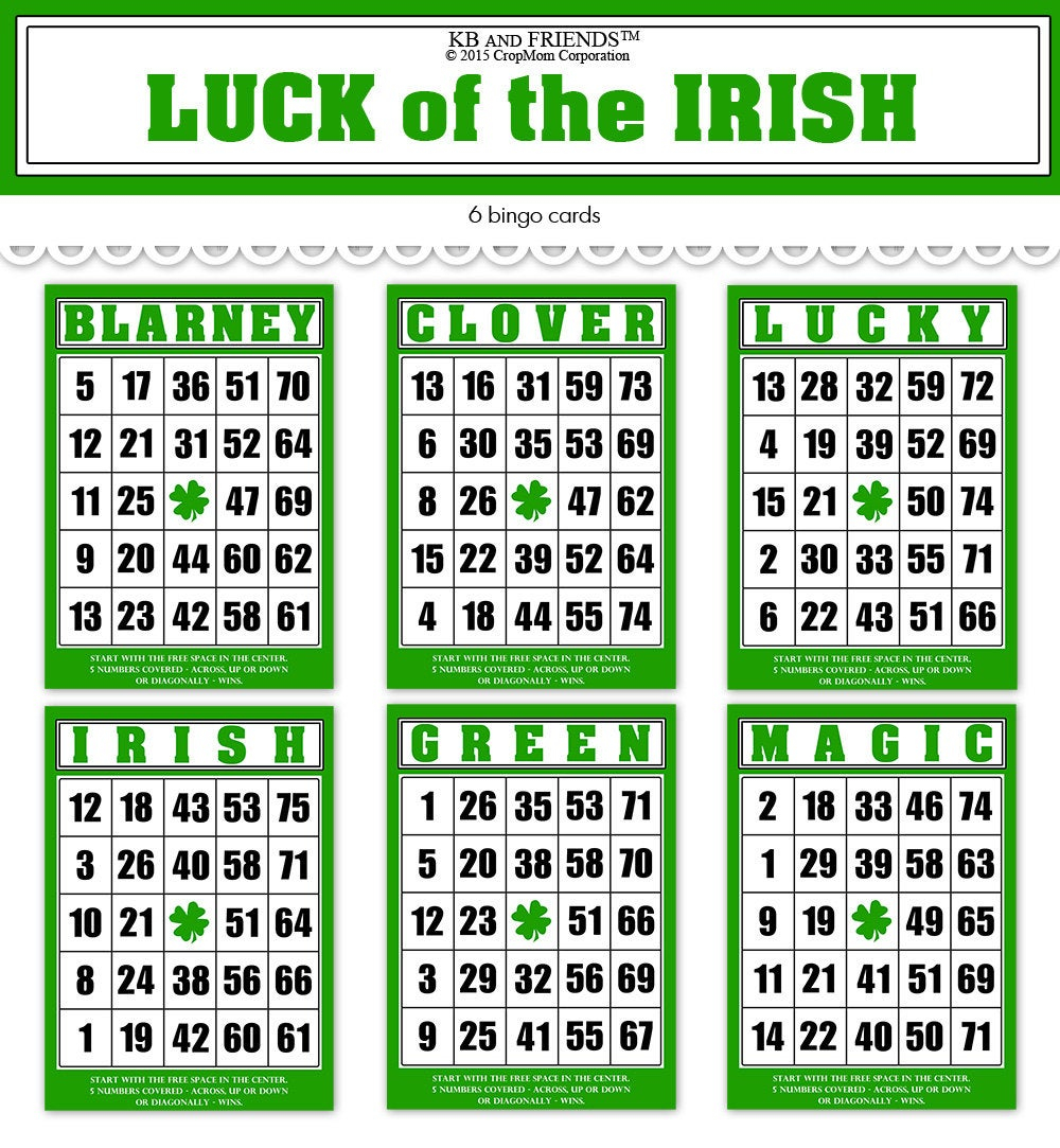 Digital St Patrick s Day Bingo Cards Ephemera By 