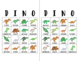 dinosaur bingo cards