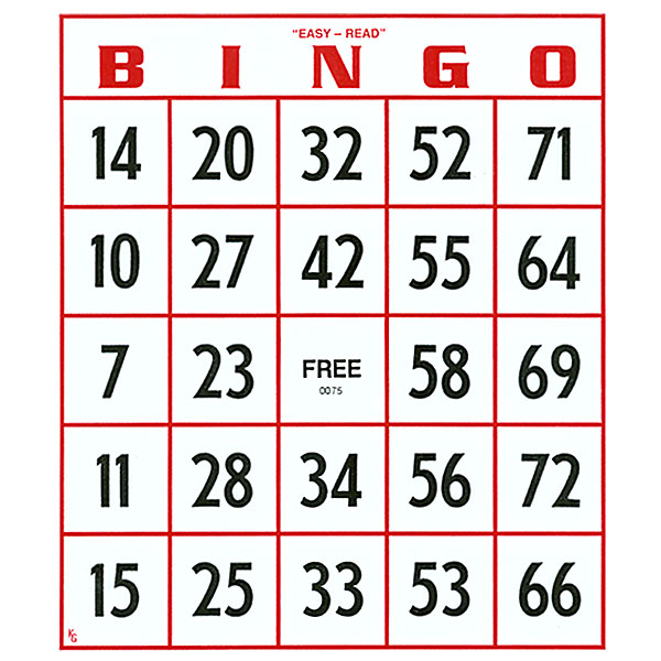 EZ To Read Bingo Cards FREE Shipping