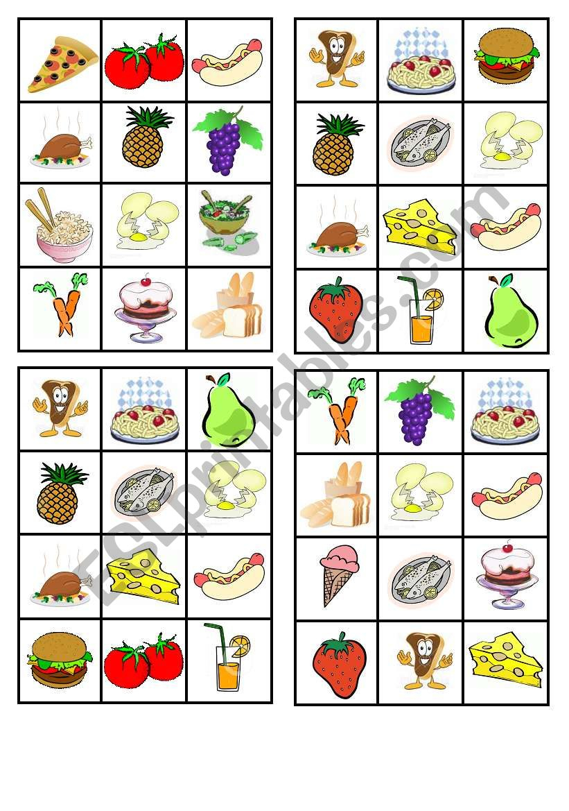 FOOD BINGO ESL Worksheet By Laura Venturini