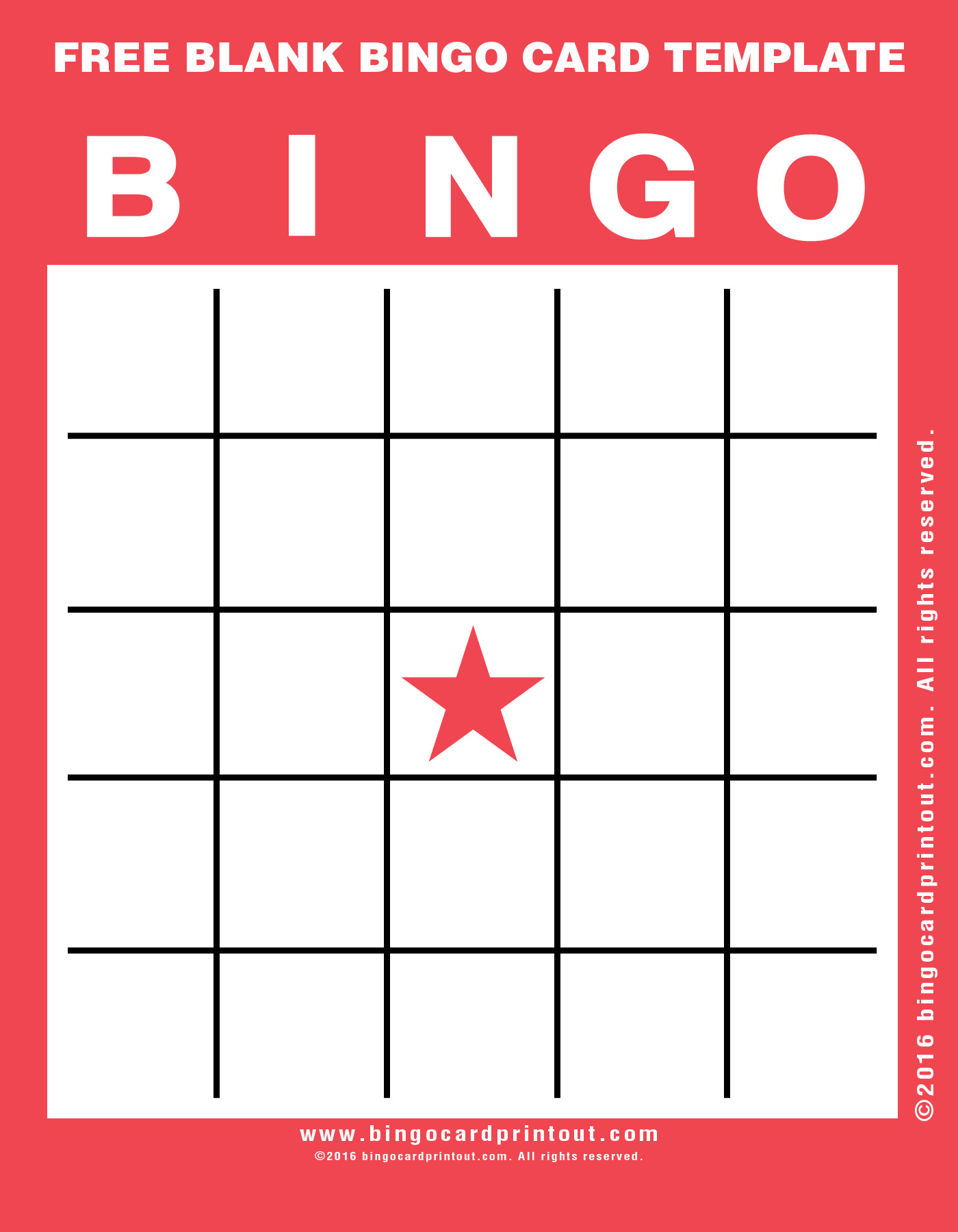 Free Blank Bingo Card Template BingoCardPrintout