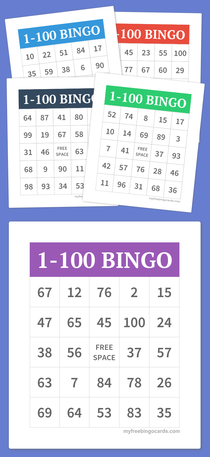 Free Printable Bingo Cards 1 100