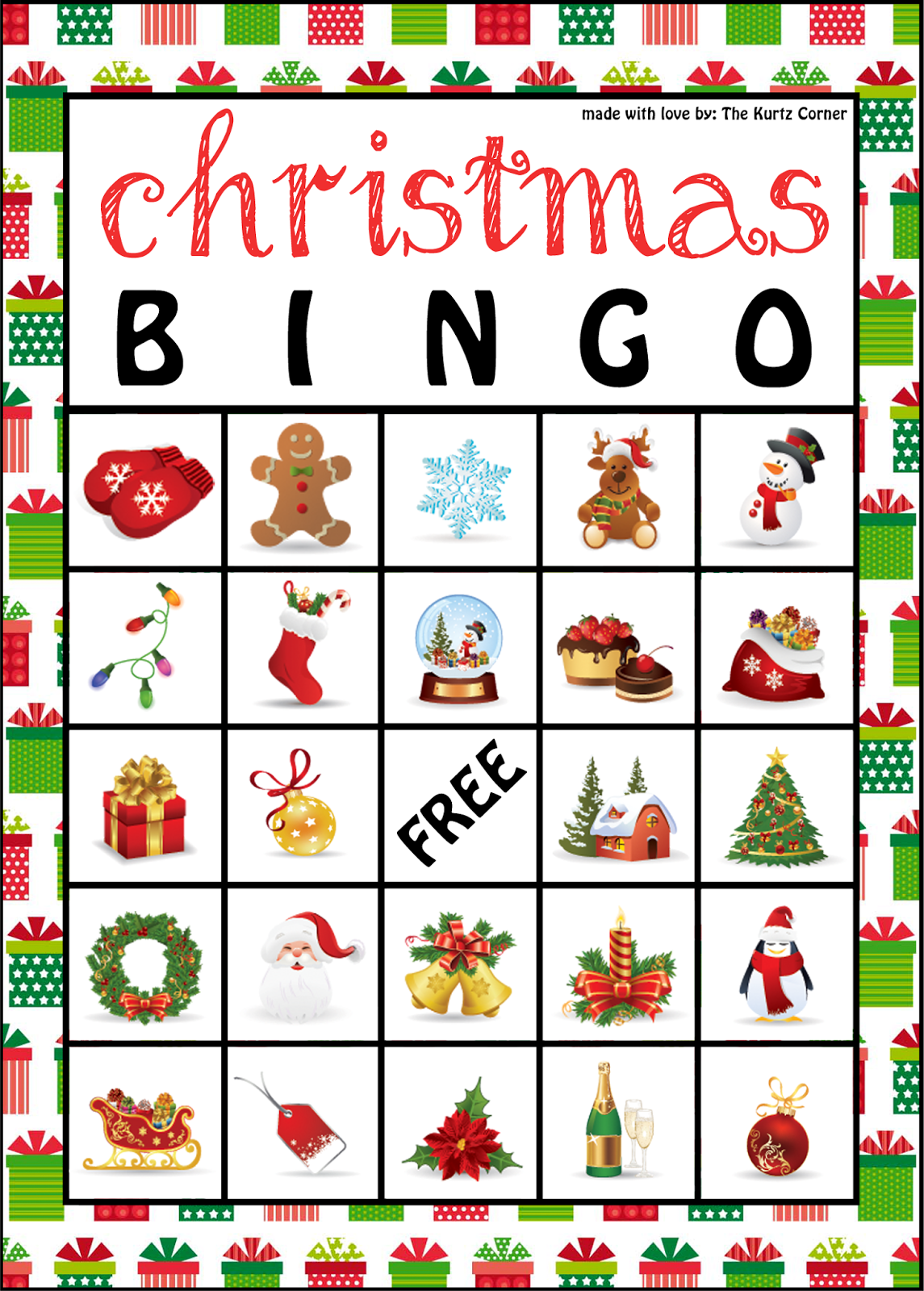 Free Printable Christmas BINGO Cards From The Kurtz Corner 