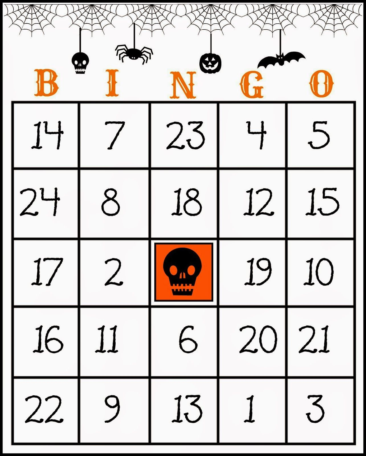 Free Printable Halloween Bingo Cards 1 75 Printable 
