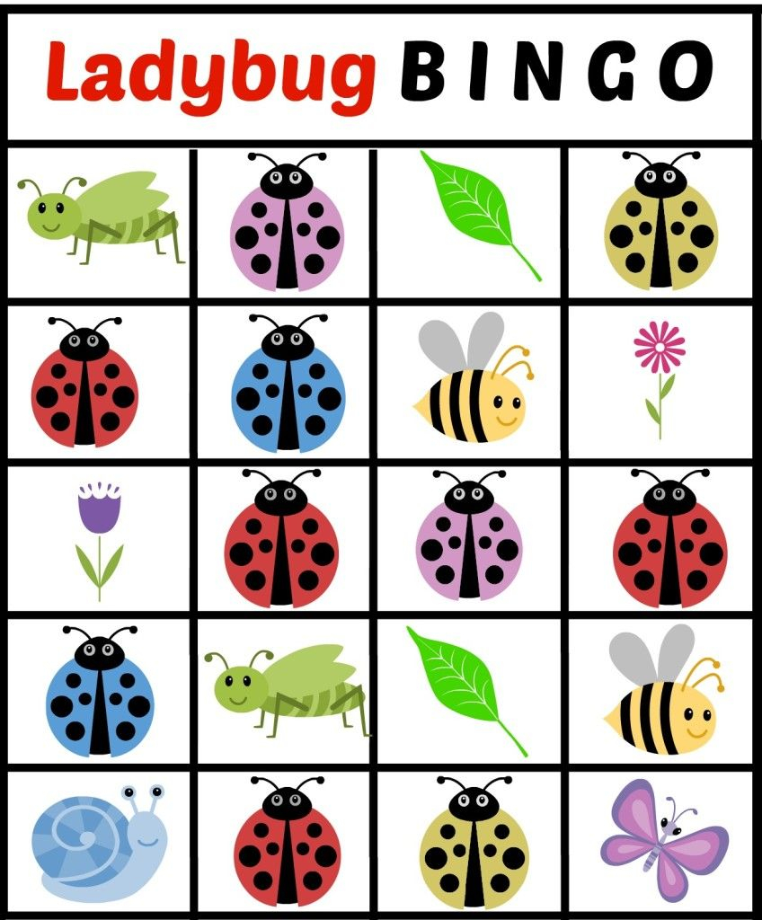 Free Printable Lady Bug Themed BINGO Game Cards With 