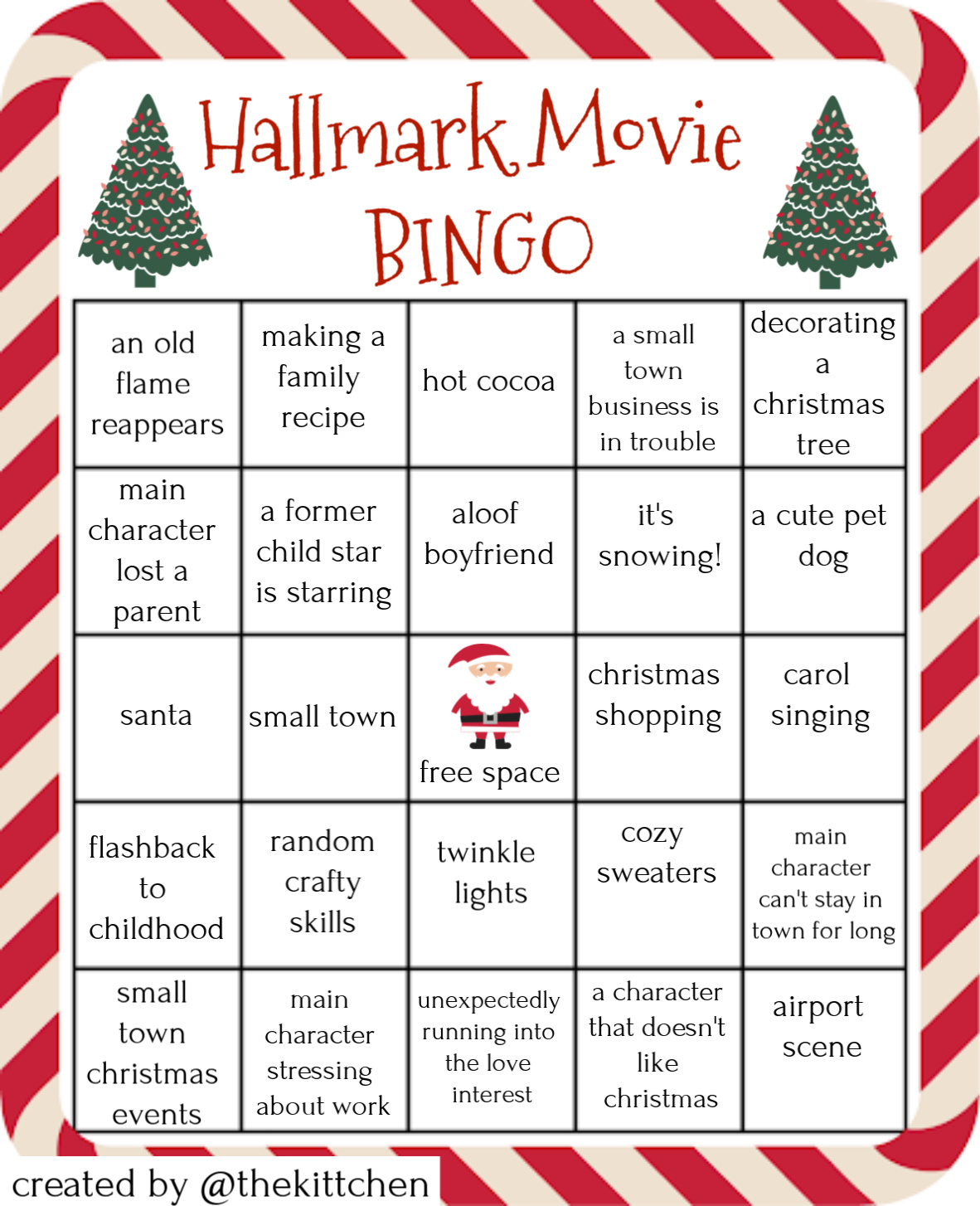 Hallmark Movie Bingo Cheesy Christmas Movie Bingo