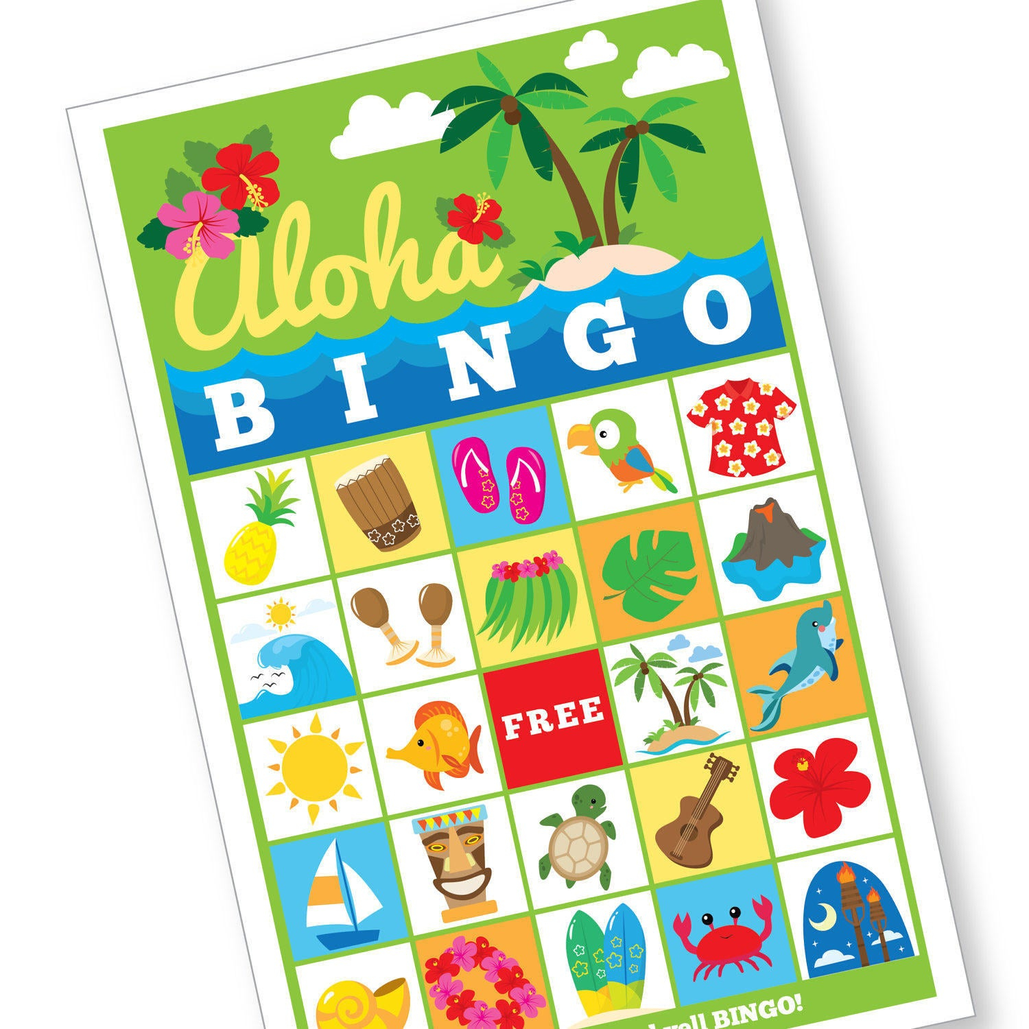 Hawaiian BINGO Game Kid s Printable Bingo Game Bingo 