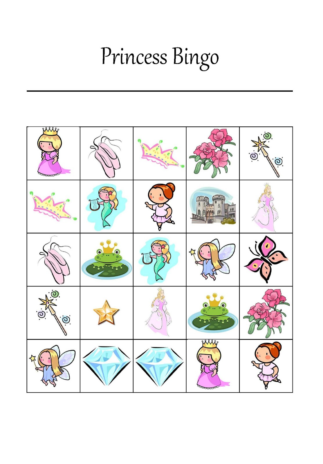 It s A Princess Thing Free Printable Princess Bingo Game