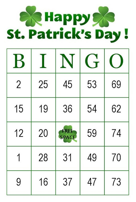 Items Similar To St Patrick s Day Bingo Party Game 100 