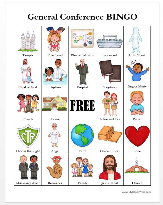 LDS General Conference BINGO Cards