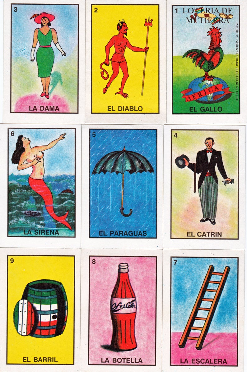 Mexican Loteria Cards Six Pages Of Different Cards 