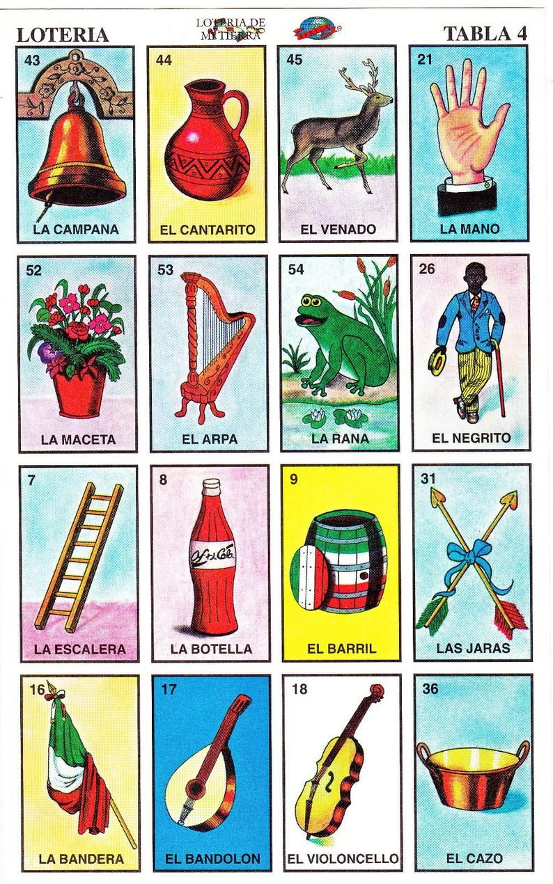 Mexican Loteria Cards The Complete Set Of 10 Tablas 