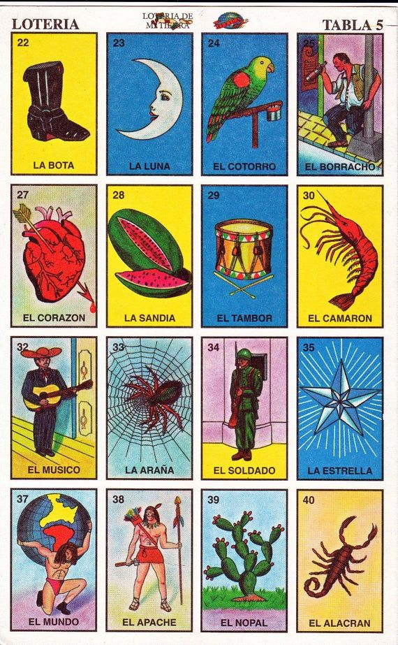 Mexican Loteria Cards The Complete Set Of 10 Tablas 