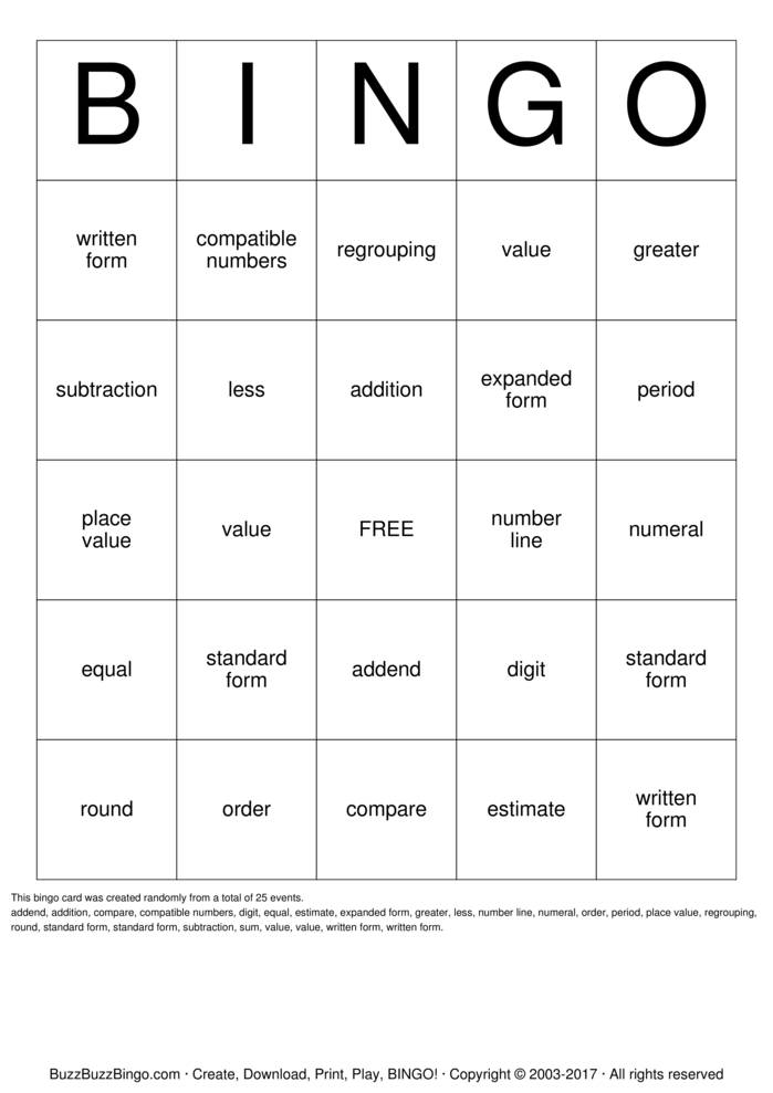 Place Value Bingo Cards To Download Print And Customize 