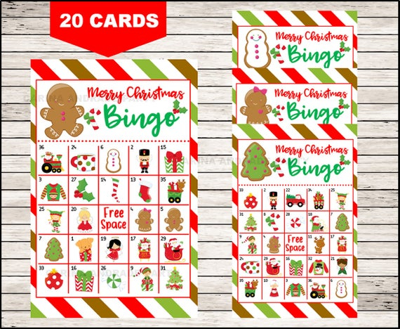 Printable 20 Christmas Bingo Cards Printable Christmas Bingo