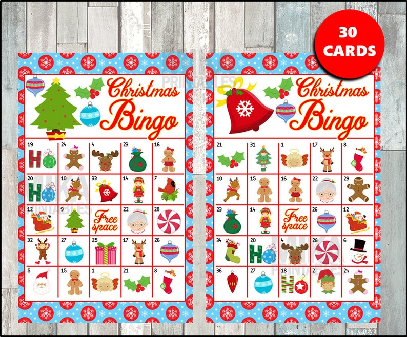 Printable 30 Christmas Bingo Cards Printable Christmas 