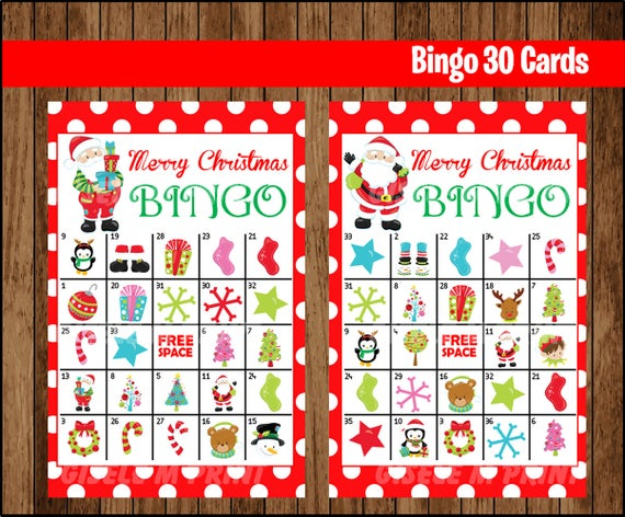 Printable 30 Christmas Bingo Cards Printable Christmas 