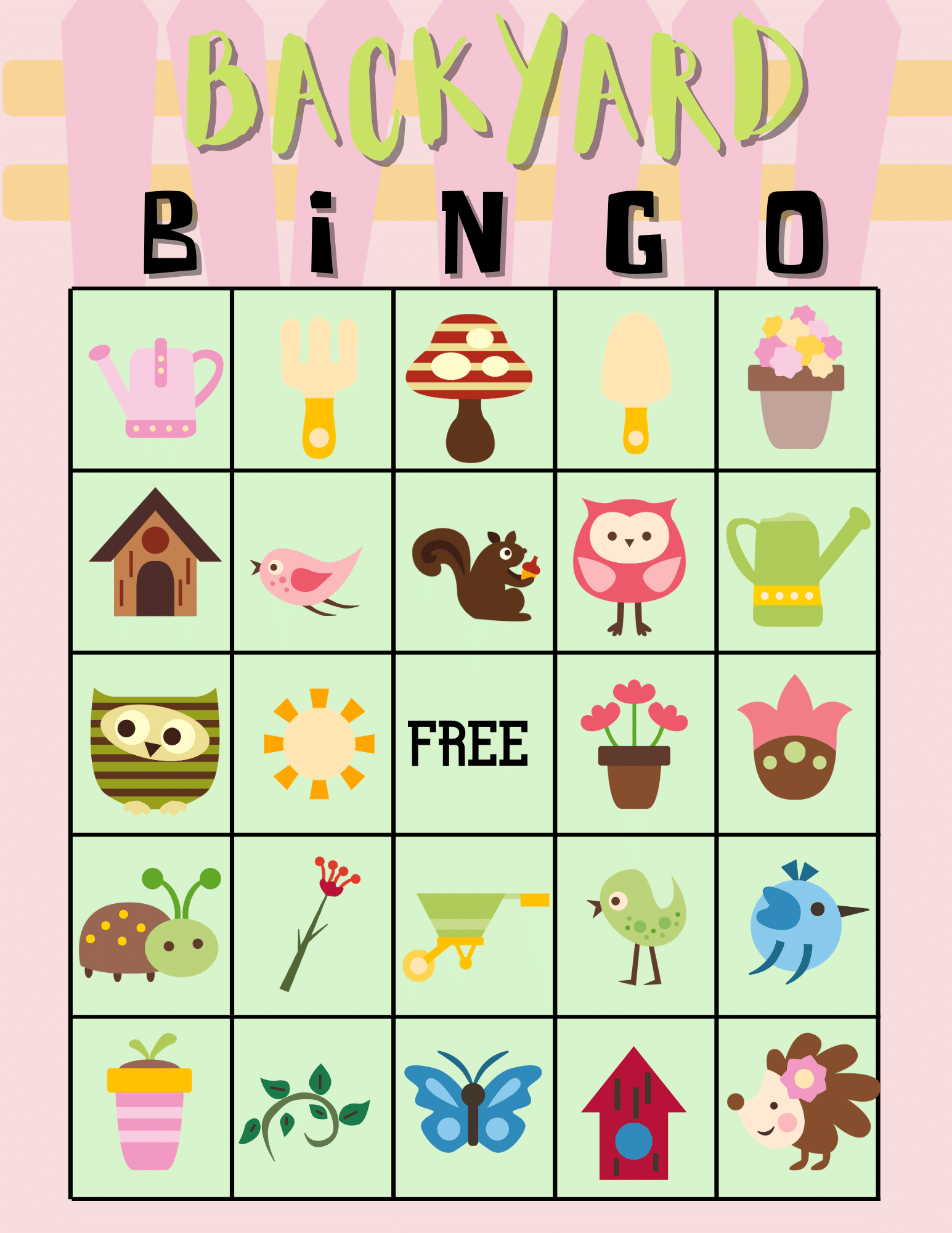 Printable Backyard Bingo Fun Family Crafts