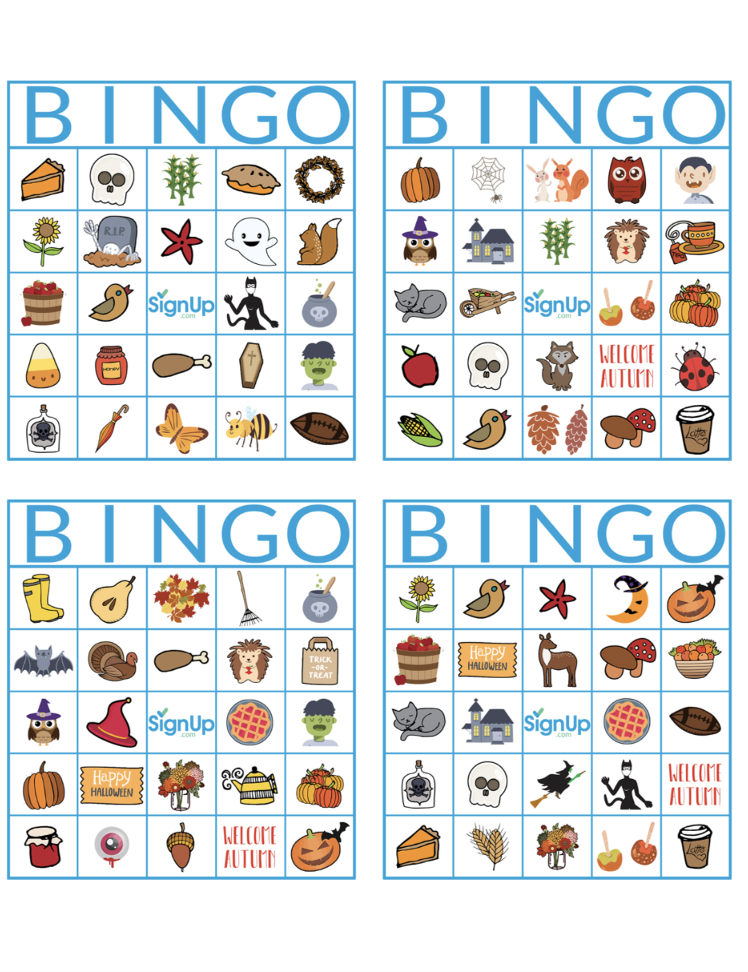 Printable Bingo Cards Fun Fall Classroom Party Activity 