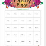 Printable Family Bingo Family Reunion Games Family