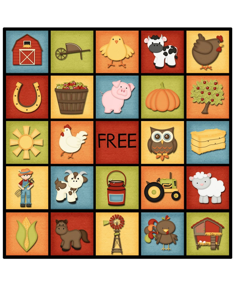 Printable Farm Bingo Game Etsy