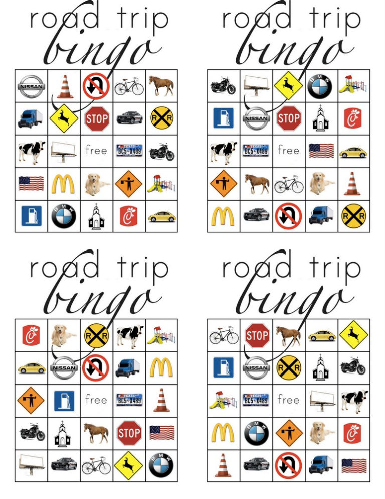 Road Trip Bingo Everyday Reading