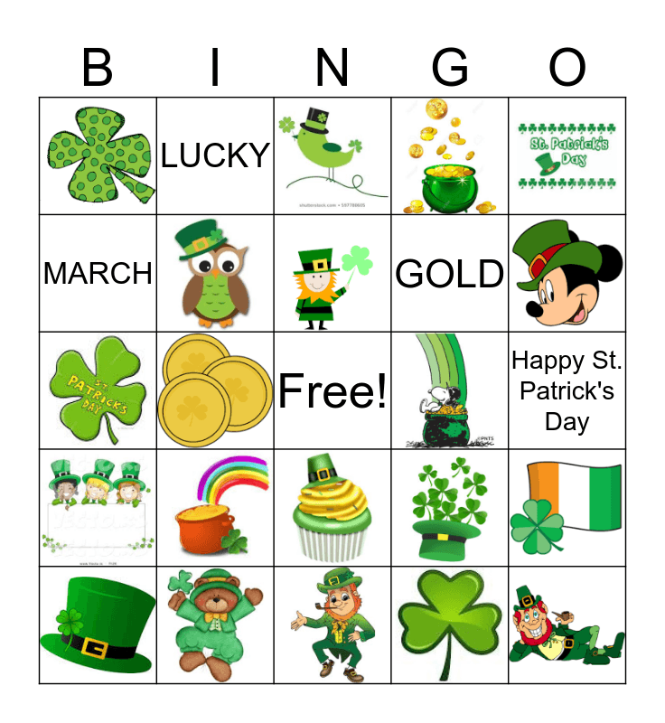 St Patrick S Day BINGO Card St Patrick s Day BINGO Card