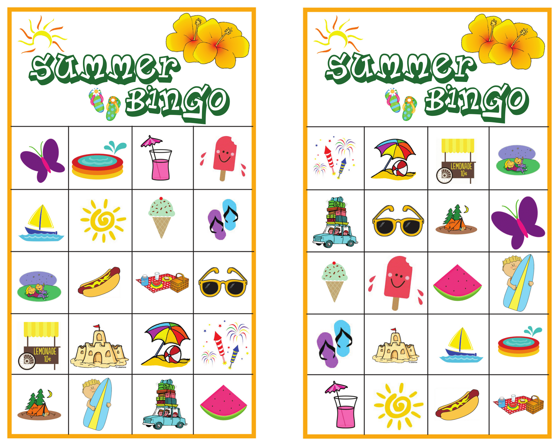 Summer Bingo Page 1 Free Summer Printable 5 Minutes 