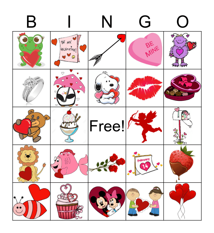 Valentines Day Bingo Card