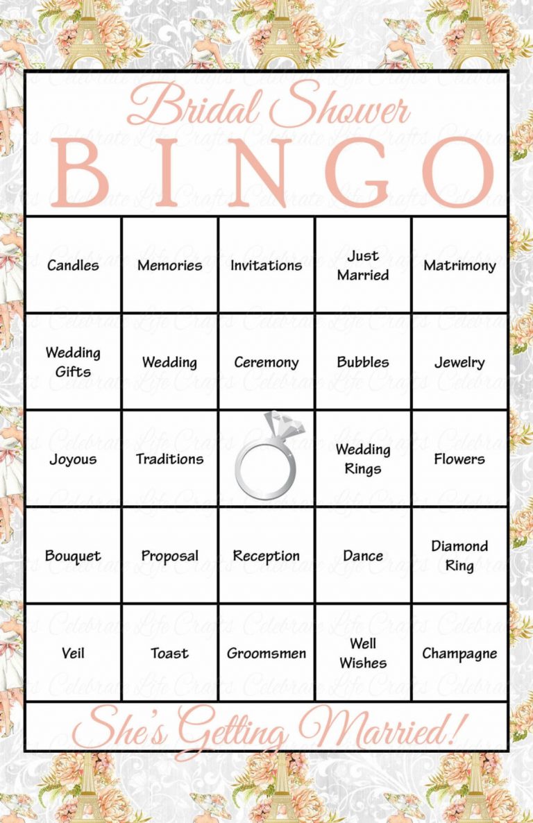 60 Bridal Bingo Cards Bridal Shower Bingo Game Prefilled