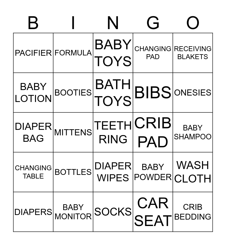 BABY BINGO Card