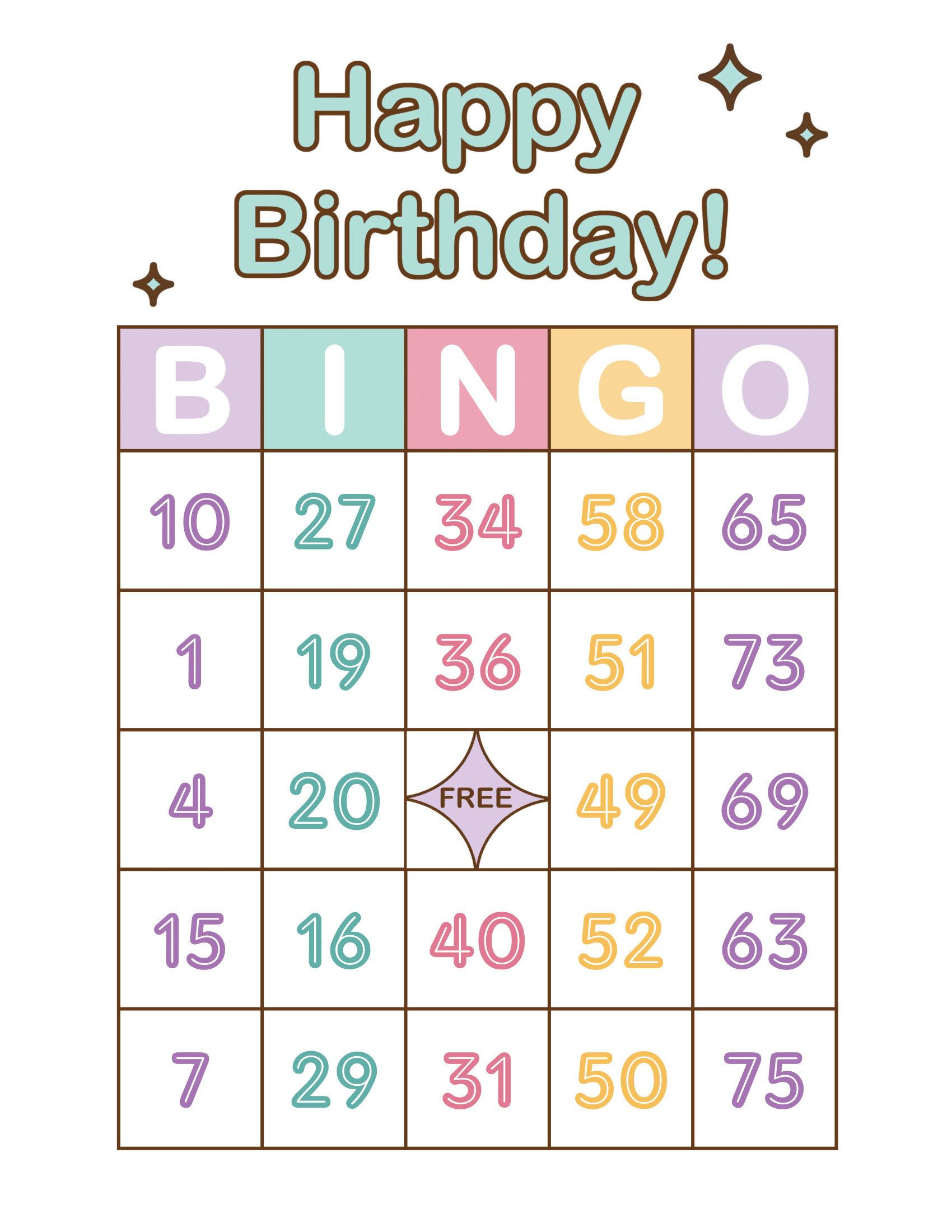 Birthday Bingo Cards 200 Cards Prints 1 Per Page Immediate 