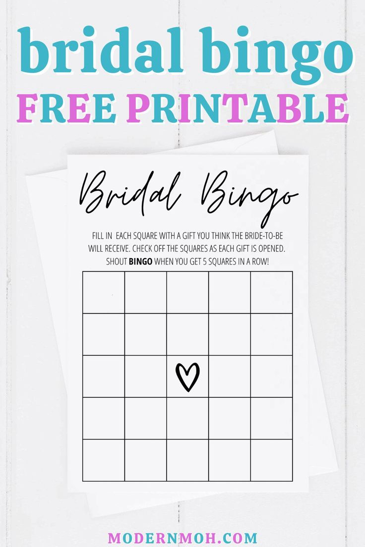 Bridal Shower Bingo Free Printable Bridal Shower Bingo 