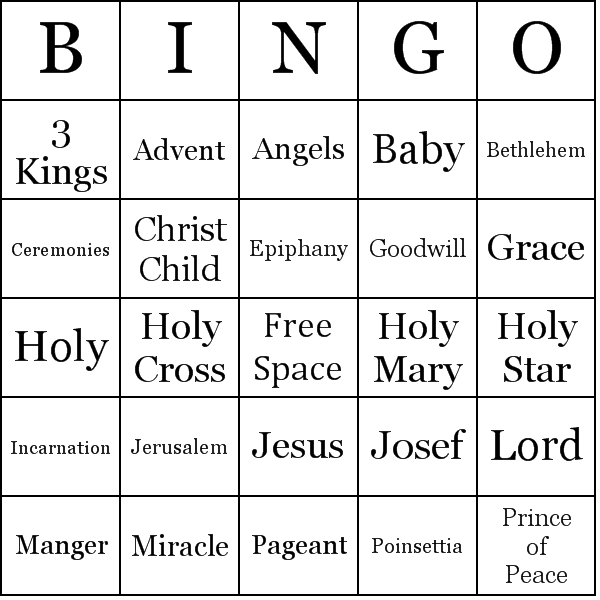 Christmas Religious Bingo Cards