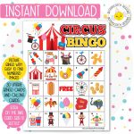 Circus Carnival Printable Bingo Cards 30 Different Cards