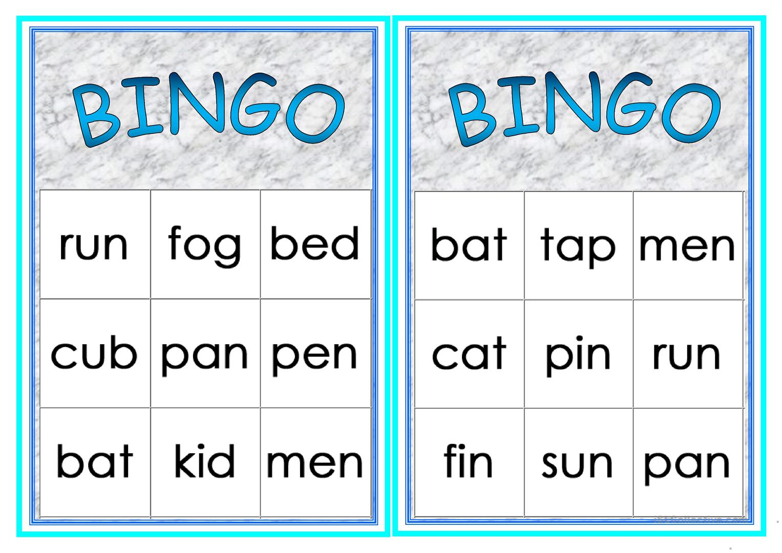 Cvc Words Bingo Worksheet Free ESL Printable Worksheets 