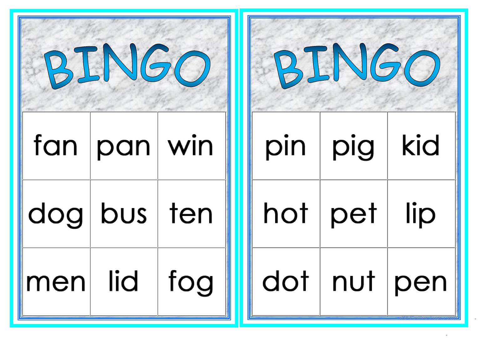 Cvc Words Bingo Worksheet Free ESL Printable Worksheets 