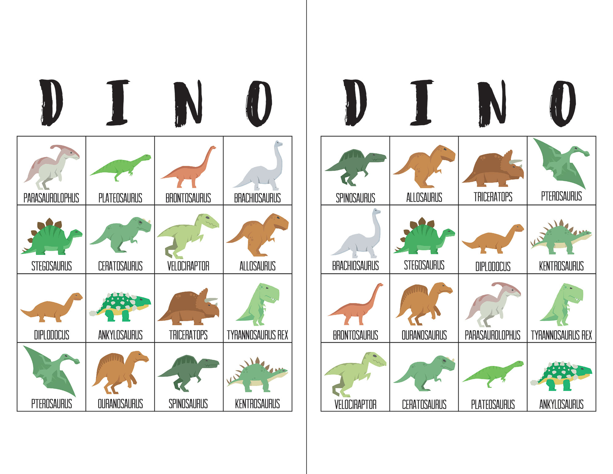 Dinosaur Bingo Cards The Okie Home