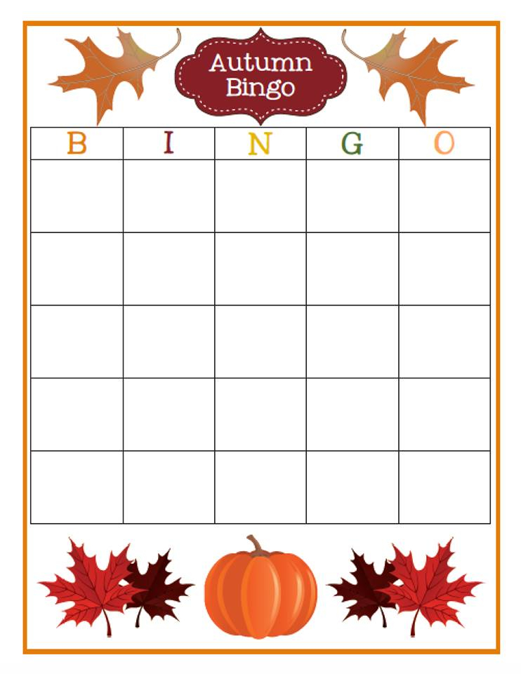 Fall BINGO FREE Customizable Printable The Finer