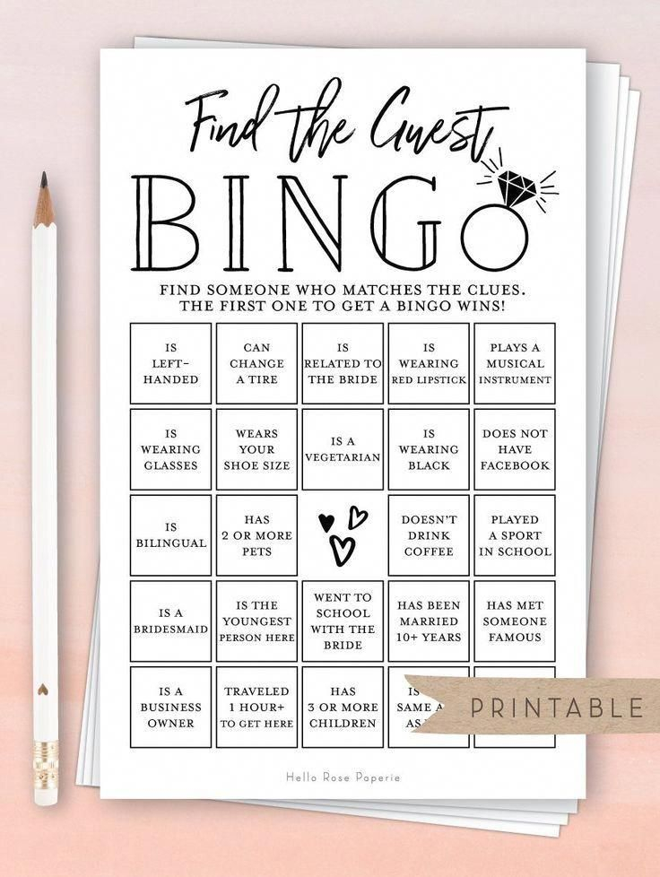 Find The Guest BINGO Virtual Printable Bridal Shower Game