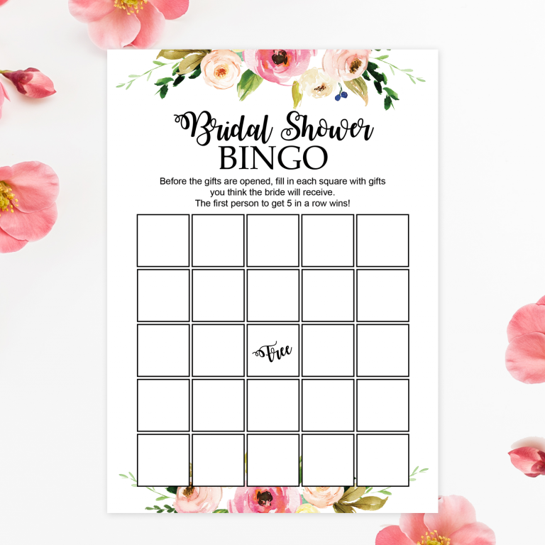 Floral Printable Bridal Shower Bingo Chicfetti