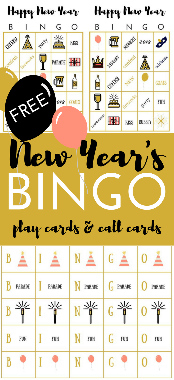 FREE New Year s BINGO Printable Game New Year s Party Game