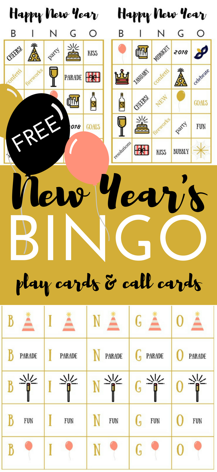 FREE New Year S BINGO Printable Game New Year S Party Game FREE New Year s BINGO Printable Game New Year s Party Game