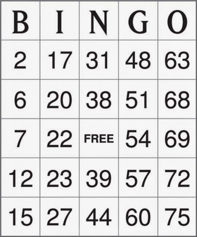 free printable bingo cards 1-75 excel | Printable Bingo Cards