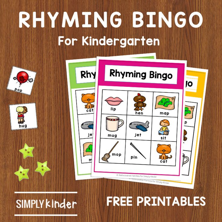 Free Printable Rhyming Bingo Game For Kindergarten 